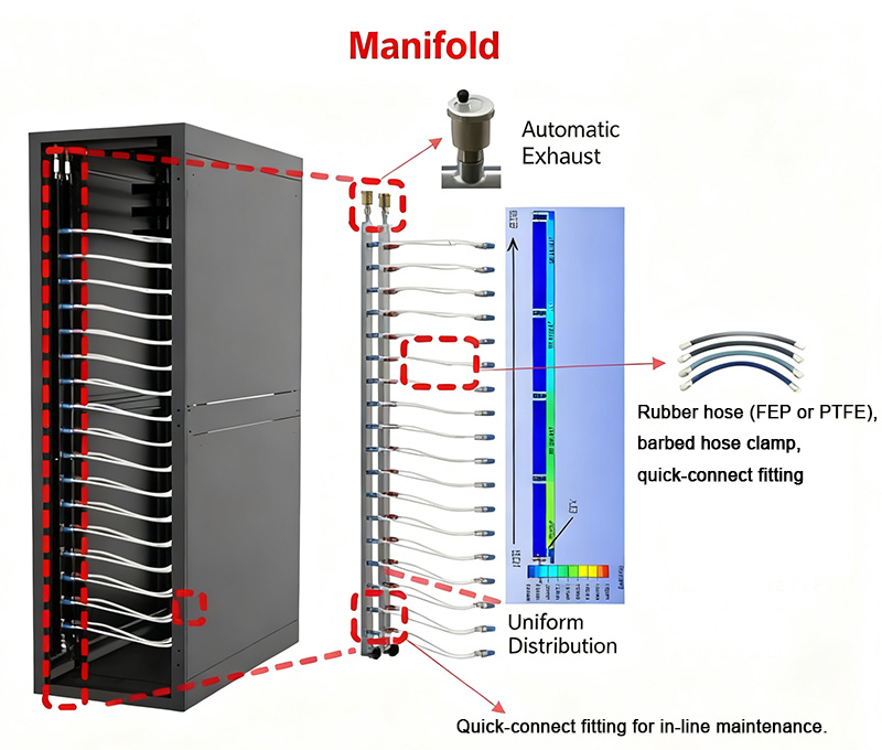 liquid cooling piping and valve assemblies